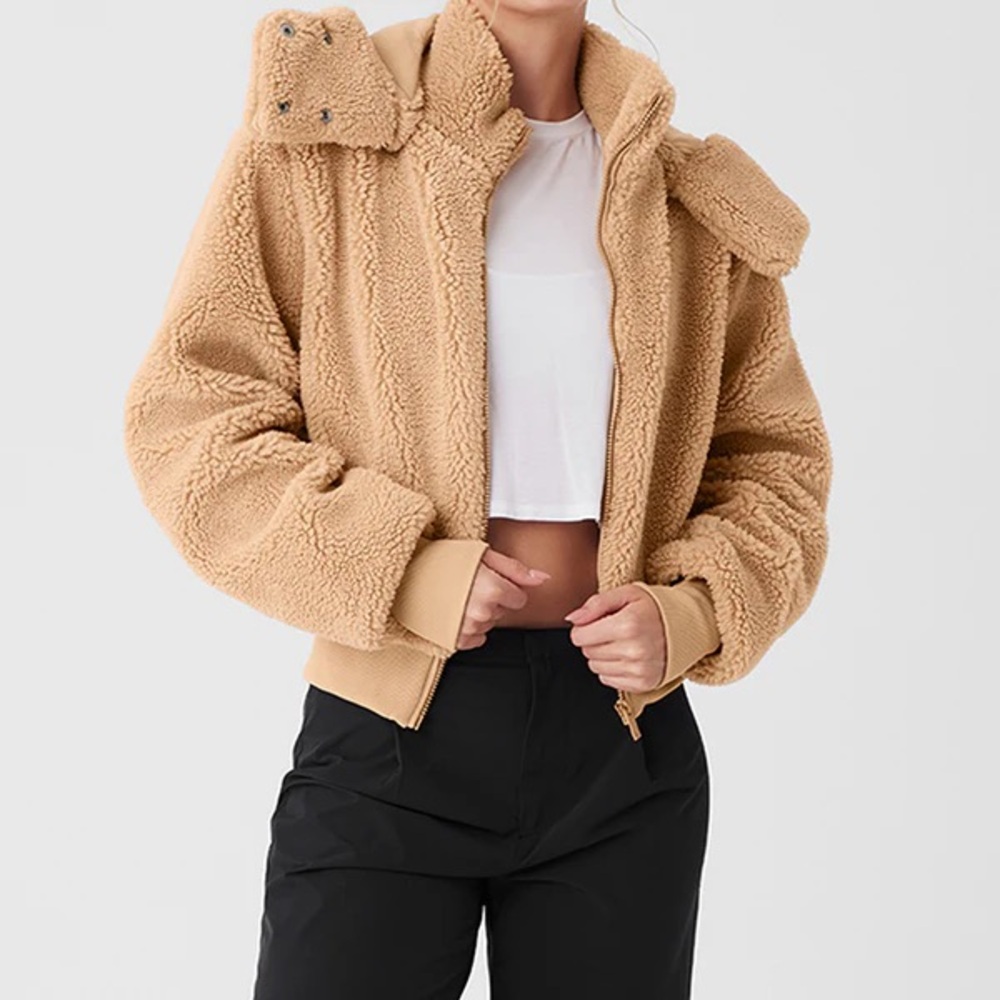 Alo Foxy Sherpa Hooded Jacket Camel -S